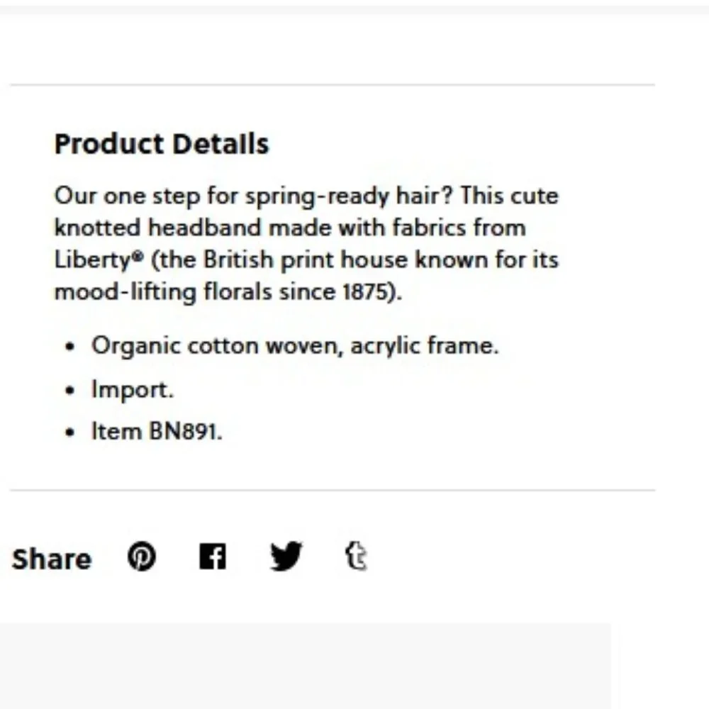 J. Crew Knot headband in Liberty fabric